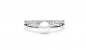 Preview: Eleganter Ring mit weißer Perle und parallelem Zirkoniaring, 925er rhodiniertes Silber, Gaura Pearls, Estland